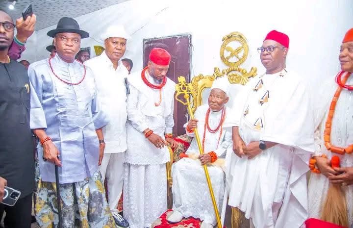Dafinone Congratulates Okpara-Uku of Orogun on Official Presentation of Staff of Office